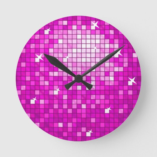 Disco Tiles Pink Wall klok (Voorkant)