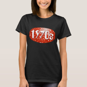 Disco Tiles Red '1970s' t-shirt zwart