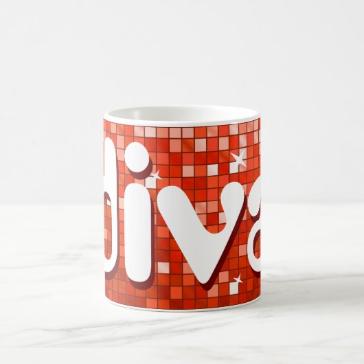 Disco Tiles Red "diva" mok (Center)