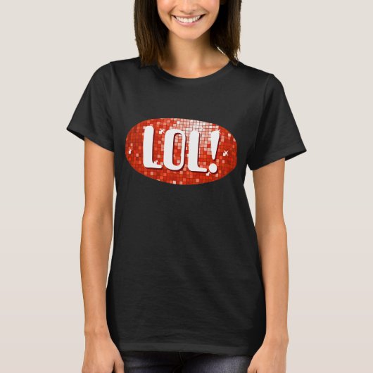 Disco Tiles Red "LOL!" t-shirt zwart (Voorkant)