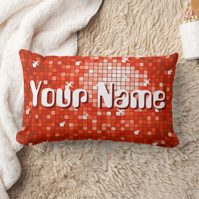 Disco Tiles Red 'Name' gooit de kussen lumbar (Deken)