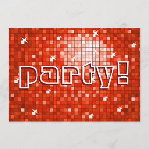 Disco Tiles Red 'party'. uitnodiging