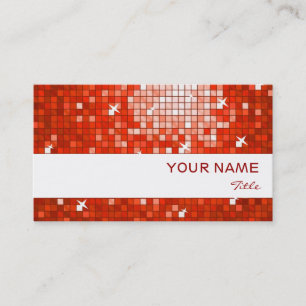 Disco Tiles Red visitekaartje white stripe
