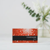 Disco Tiles Red visitekaartje zwarte streep (Staand voorkant)