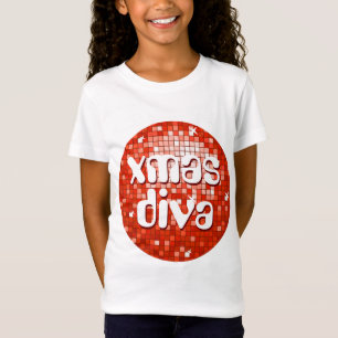 Disco Tiles Red 'xmas diva' meisjes uitgerust met T-shirt