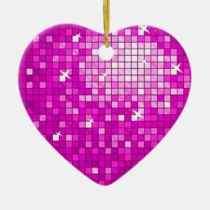 Disco Tiles Roze sierhart Keramisch Ornament