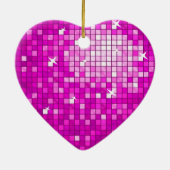 Disco Tiles Roze sierhart Keramisch Ornament (Achterkant)