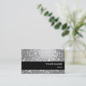 Disco Tiles "Silver" visitekaartje zwarte streep (Staand voorkant)