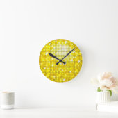 Disco Tiles Yellow print wall klok (Huis)