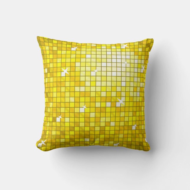 Disco Tiles Yellow worpen kussen vierkant (Voorkant)
