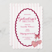 Disco Trendy Coquette Scalloped Cherry Galentine's Kaart (Voorkant / Achterkant)