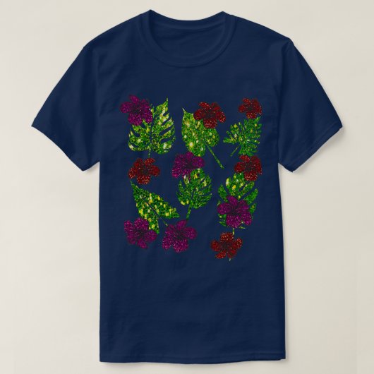 Disco Tropical Monstera Deliciosa green leaf en T-shirt (Design voorkant)