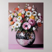 Disco Vaas met Bloemen Poster (Voorkant)