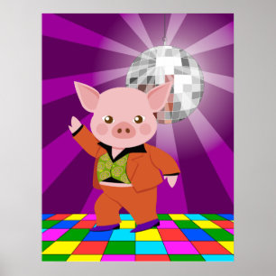 Disco varken op de dansvloer poster