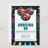 Disco Verjaardag Blauwgroen Zwart Kaart (Voorkant)