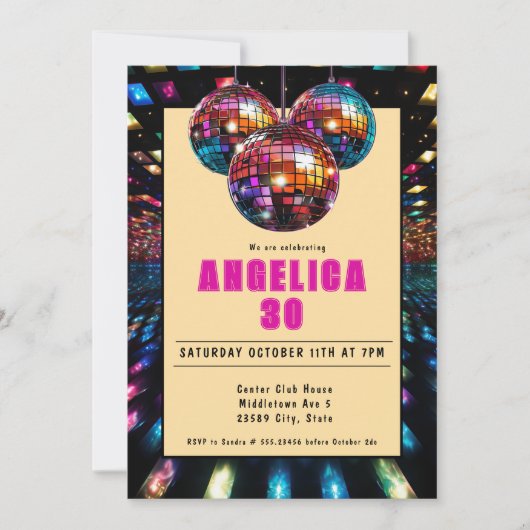 Disco Verjaardag Magenta Zwart Kaart (Voorkant)