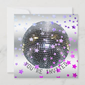 Disco Verjaardag Paarse | Retro 70s Disco Party Kaart (Voorkant)