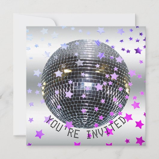 Disco Verjaardag Paarse | Retro 70s Disco Party Kaart (Voorkant)