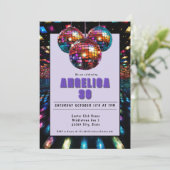 Disco Verjaardag Paarse Zwart Kaart (Staand voorkant)