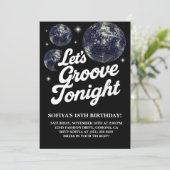 Disco verjaardagsfeest uitnodiging, Groovy 70er ja Kaart (Staand voorkant)