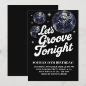 Disco verjaardagsfeest uitnodiging, Groovy 70er ja Kaart (Voorkant / Achterkant)