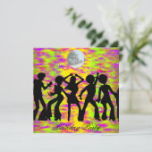 Disco-verjaardagsfeest uitnodiging in het turquois (Staand voorkant)