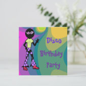 Disco verjaardagsfeest uitnodigingen (Staand voorkant)