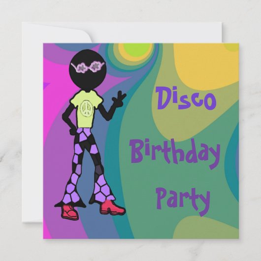 Disco verjaardagsfeest uitnodigingen (Voorkant)