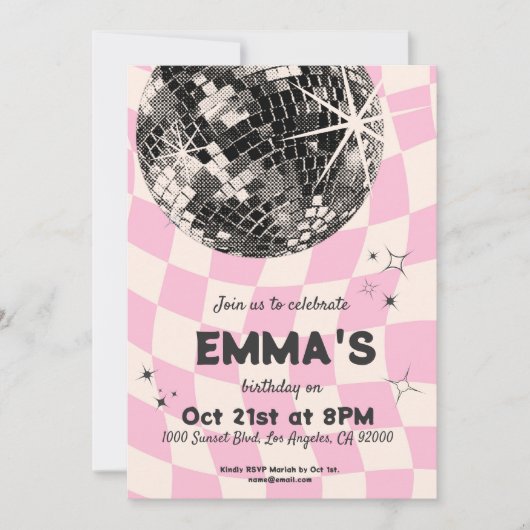 Disco-verjaardagsuitnodiging Kaart