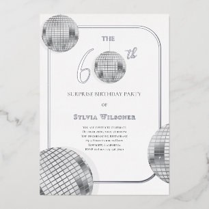 Disco Verrassing 60e Verjaardagsfeestje Folie Uitnodiging