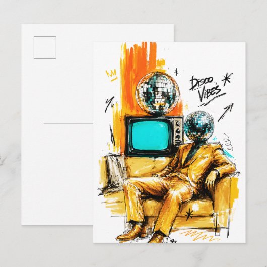 Disco Vibes Retro 80s Disco Bal Kunst Briefkaart (Voorkant / Achterkant)