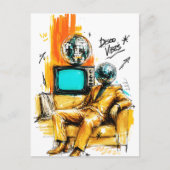 Disco Vibes Retro 80s Disco Bal Kunst Briefkaart (Voorkant)