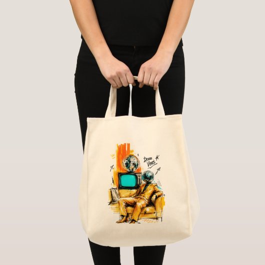 Disco Vibes Retro 80s Disco Bal Kunst Tote Bag (Voorkant (product))