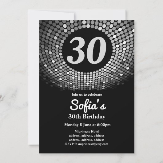 disco, vintage, dans uitnodiging verjaardagsfeestj (Voorkant)