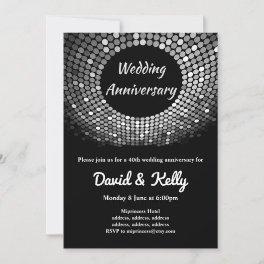 disco, vintage, dansbruiloft, jubileum uitnodiging (Voorkant)