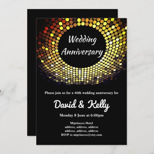 disco , vintage , dansbruiloft , uitnodiging tot h (Voorkant / Achterkant)