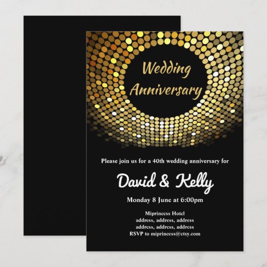 disco, vintage, dansfeest, uitnodiging voor jubile (Voorkant / Achterkant)