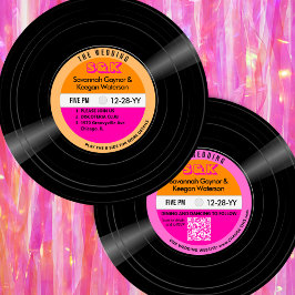 Disco Vinyl Record Roze Sinaasappel Strepen Bruilo Kaart
