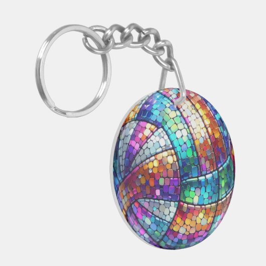 Disco Volleybal Acryl Sleutelhanger (Voorkant Links)