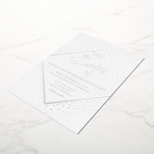 Disco Wedding Silver Folie Uitnodiging (Gedraaid)