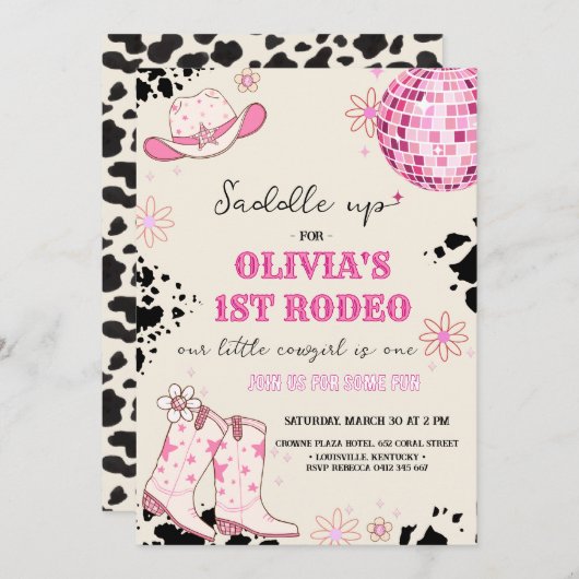 Disco Western eerste verjaardag Kaart (Voorkant / Achterkant)