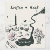 Disco Whimsical Dinner Bruiloft Wijn Etiket (Enkel label)