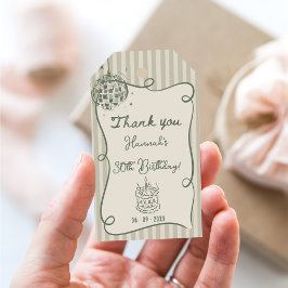 Disco Whimsical Hand Drawn Funky 30e verjaardag Cadeaulabel