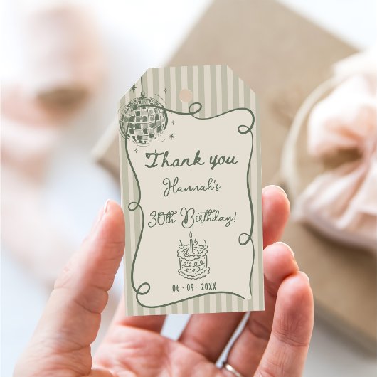 Disco Whimsical Hand Drawn Funky 30e verjaardag Cadeaulabel