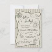 Disco Whimsical Hand Drawn Funky 30e verjaardag Kaart (Voorkant)