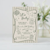 Disco Whimsical Hand Drawn Funky 30e verjaardag Kaart (Staand voorkant)