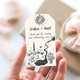 Disco Whimsical Hand getrokken bruiloft dank u Cadeaulabel