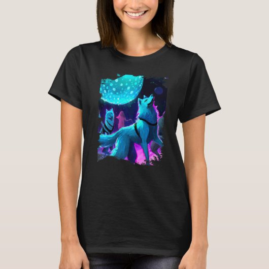 Disco Wolf Wolven Dansen Rave T-shirt (Voorkant)