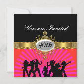 Disco Zwart Verjaardagsfeest Glamour Uitnodiging (Voorkant)