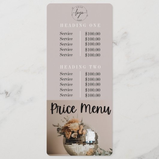 discobal | Bloemen | Menu Prijs en beleid (Voorkant)